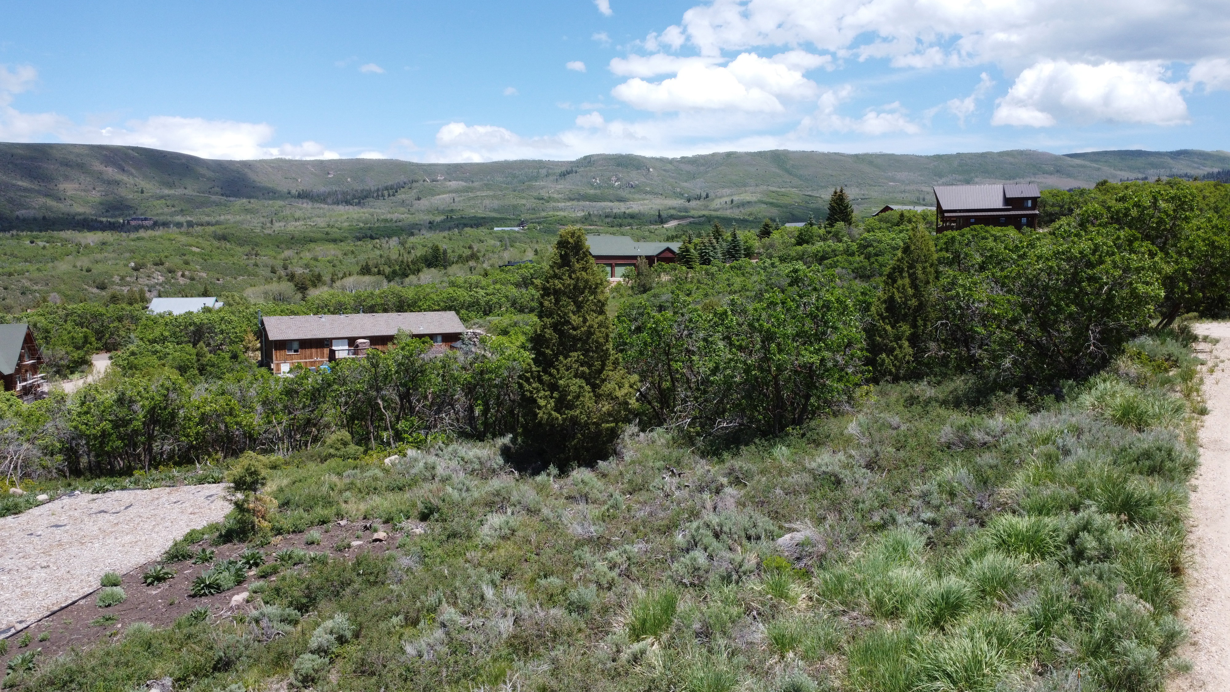 Elevated lot featuring a partially cleared building site and natural landscaping with mature trees