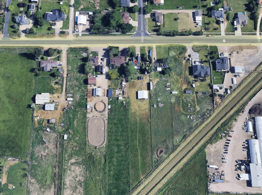 Aerial Survey. Depicting the property at 3677 W 800 N and its surrounding area