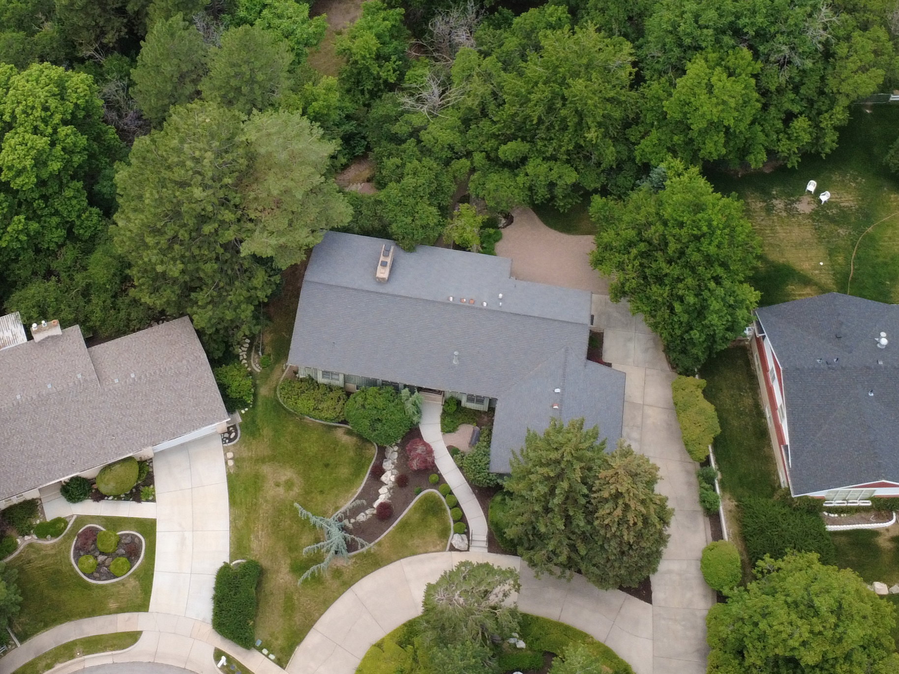 Extensive treed landscape with surrounding residential properties