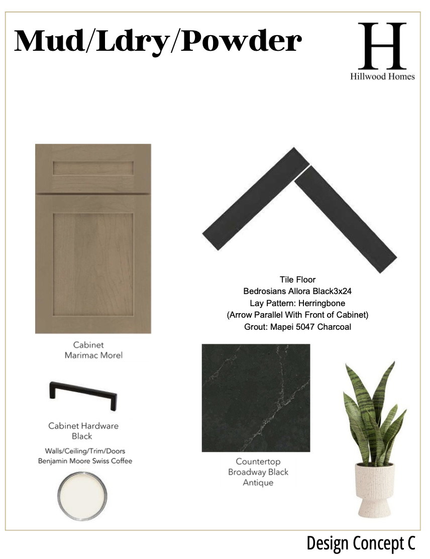 Design Concept Document. Detailing material and finish selections for specific property areas