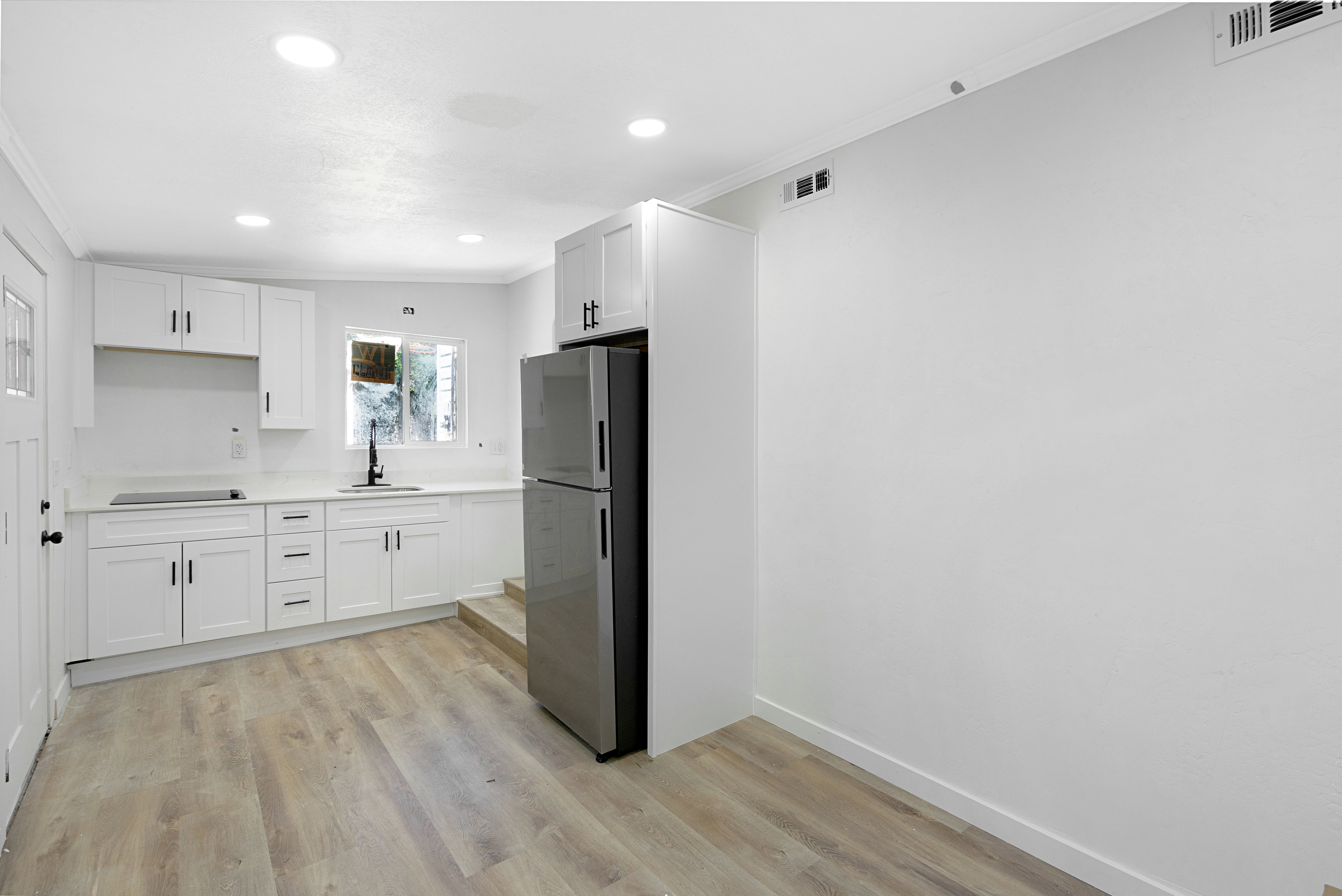 Detached ADU kitchen apartment.