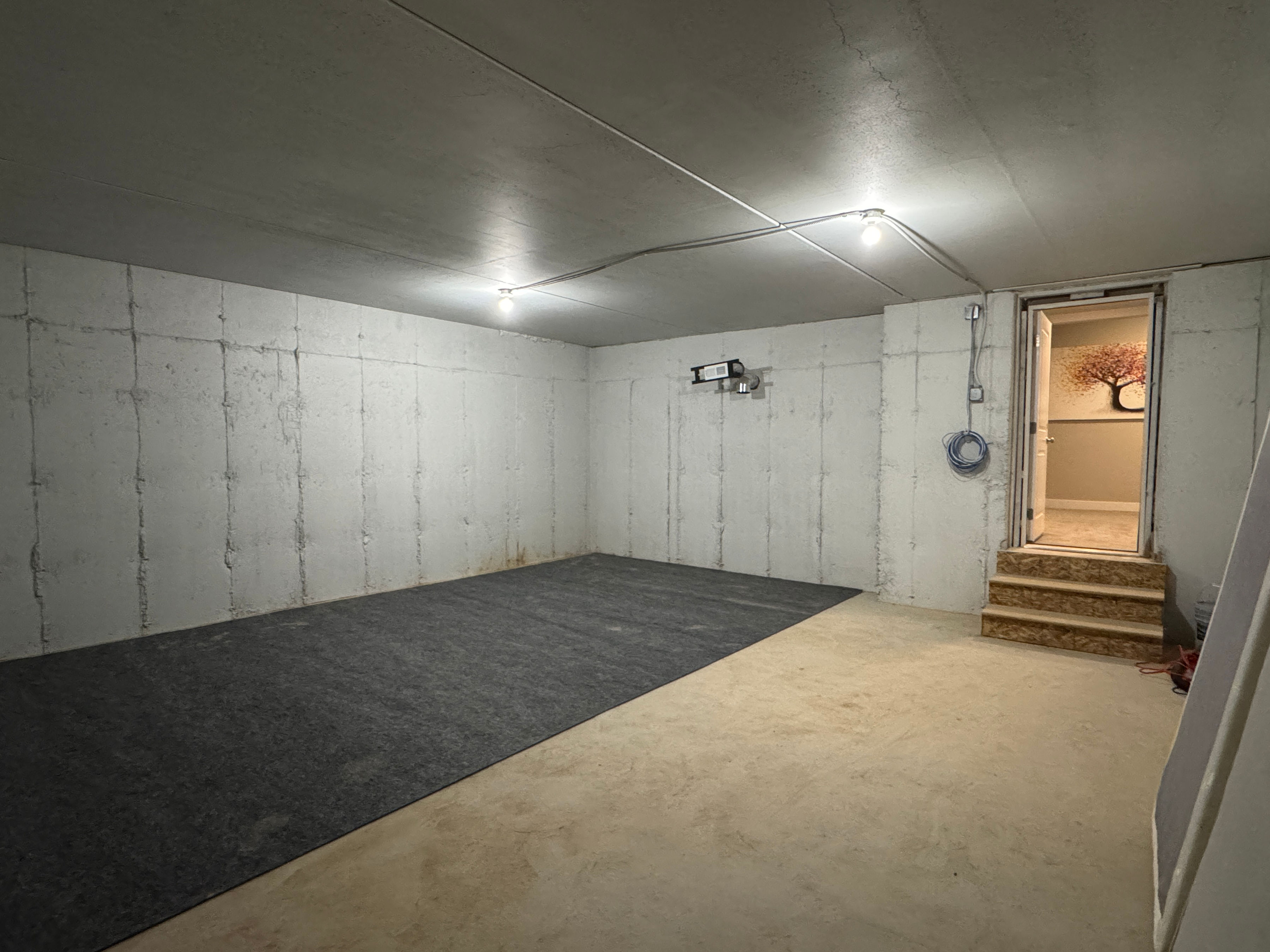 Unfinished basement with concrete walls and ceiling
