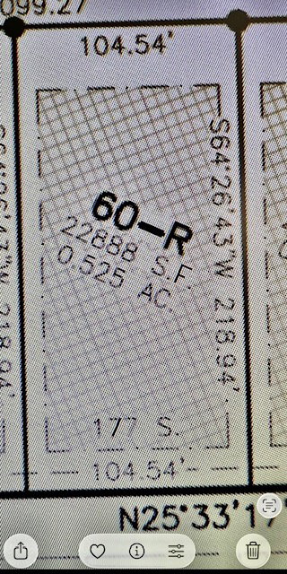 Survey Plat. Indicating lot dimensions and area measurements for the property