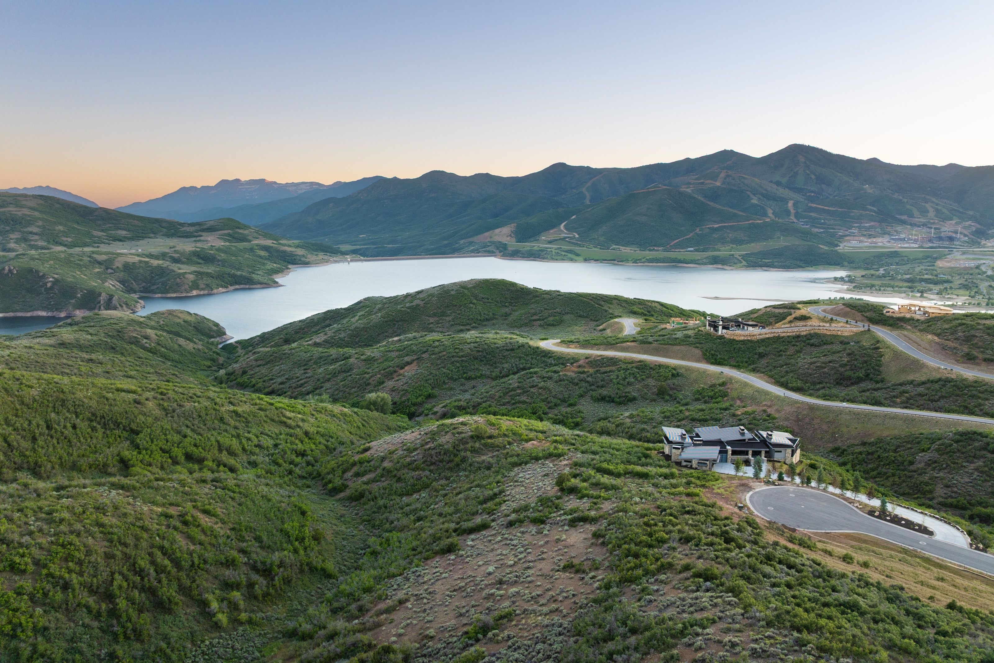 Expansive mountain and lake scenery