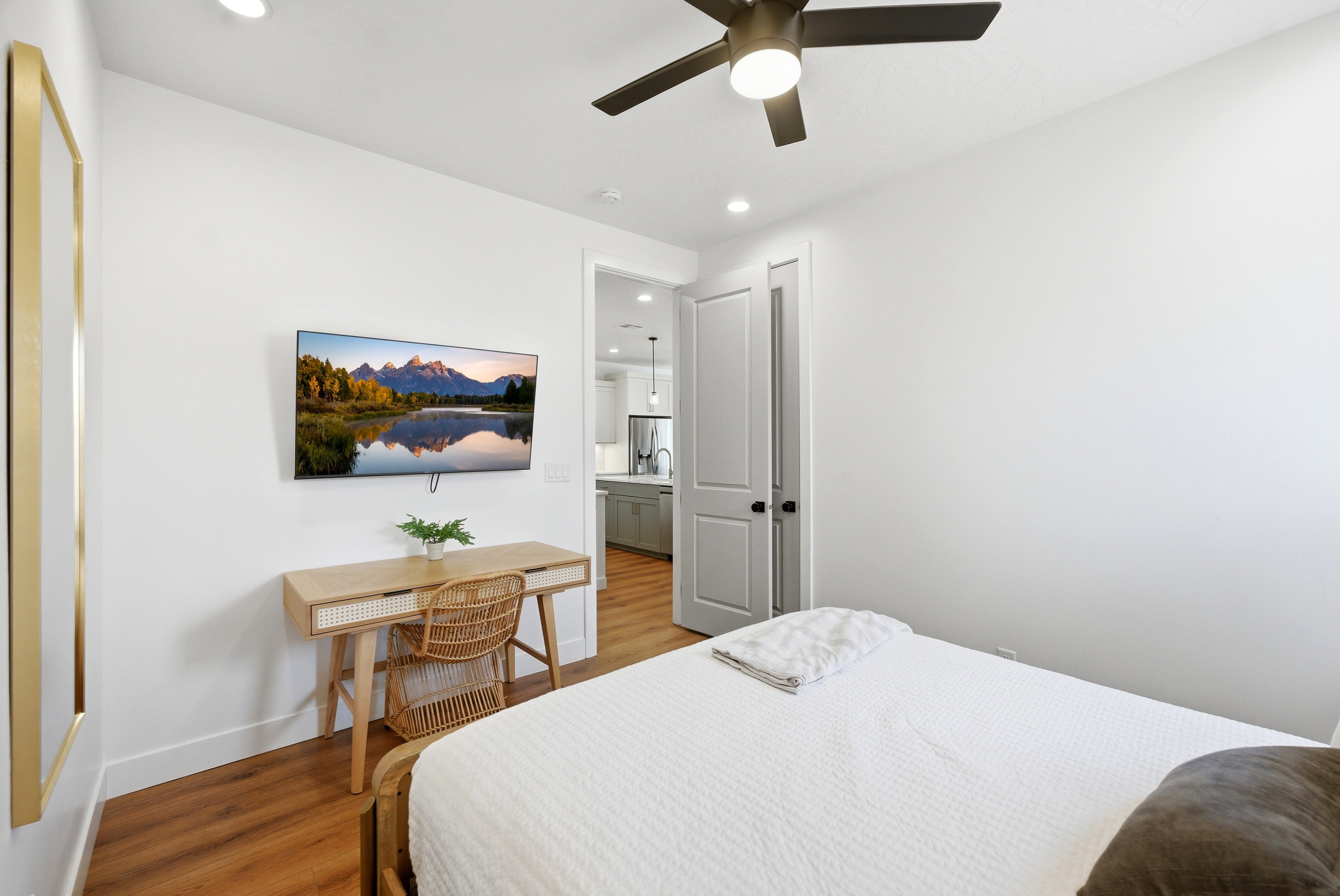Wood-finish flooring throughout