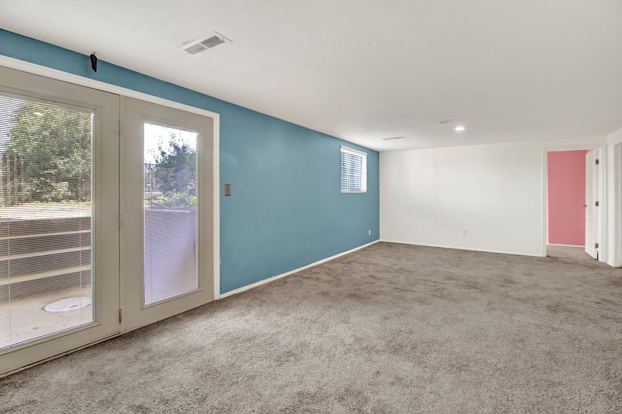 Basement living space with walk-out