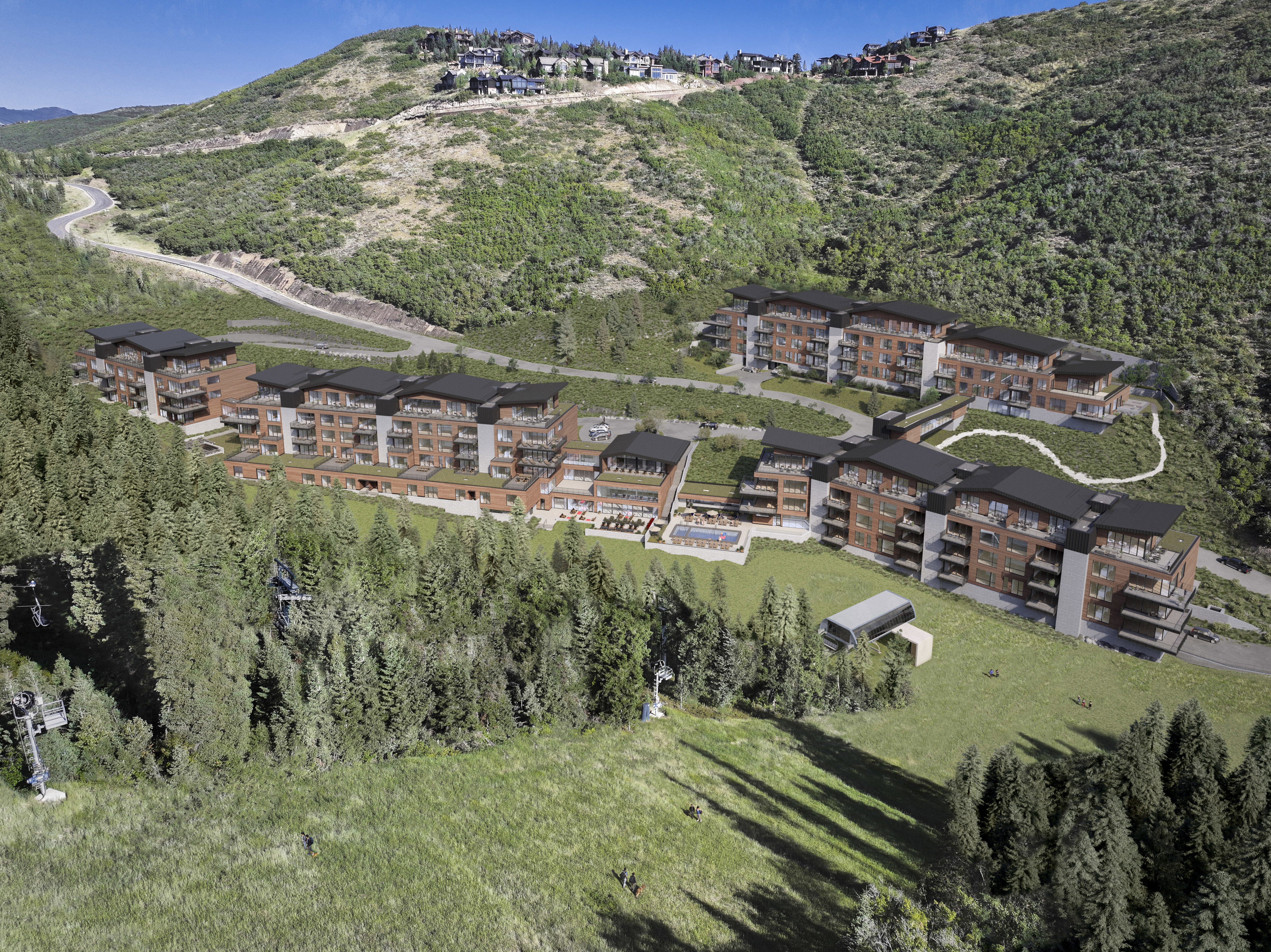 Aerial view with a mountain view