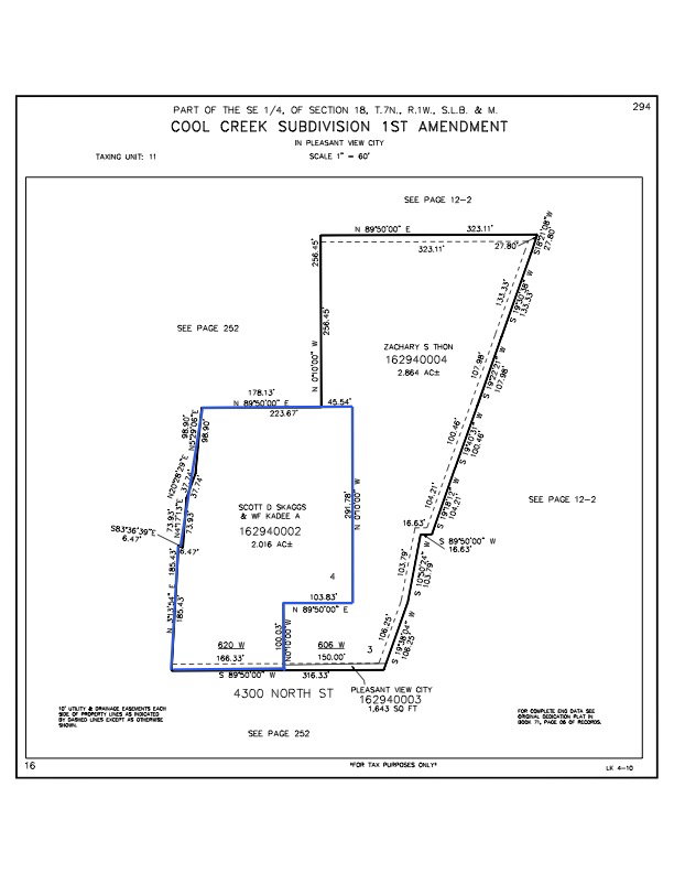 Subdivision Plat. Illustrating the property boundaries and dimensions for Cool Creek Subdivision 1st Amendment