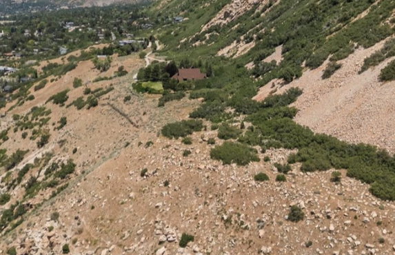 Expansive mountain landscape with diverse terrain