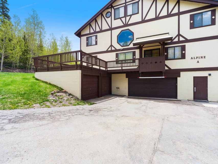 Alpine-style exterior featuring a multi-level design