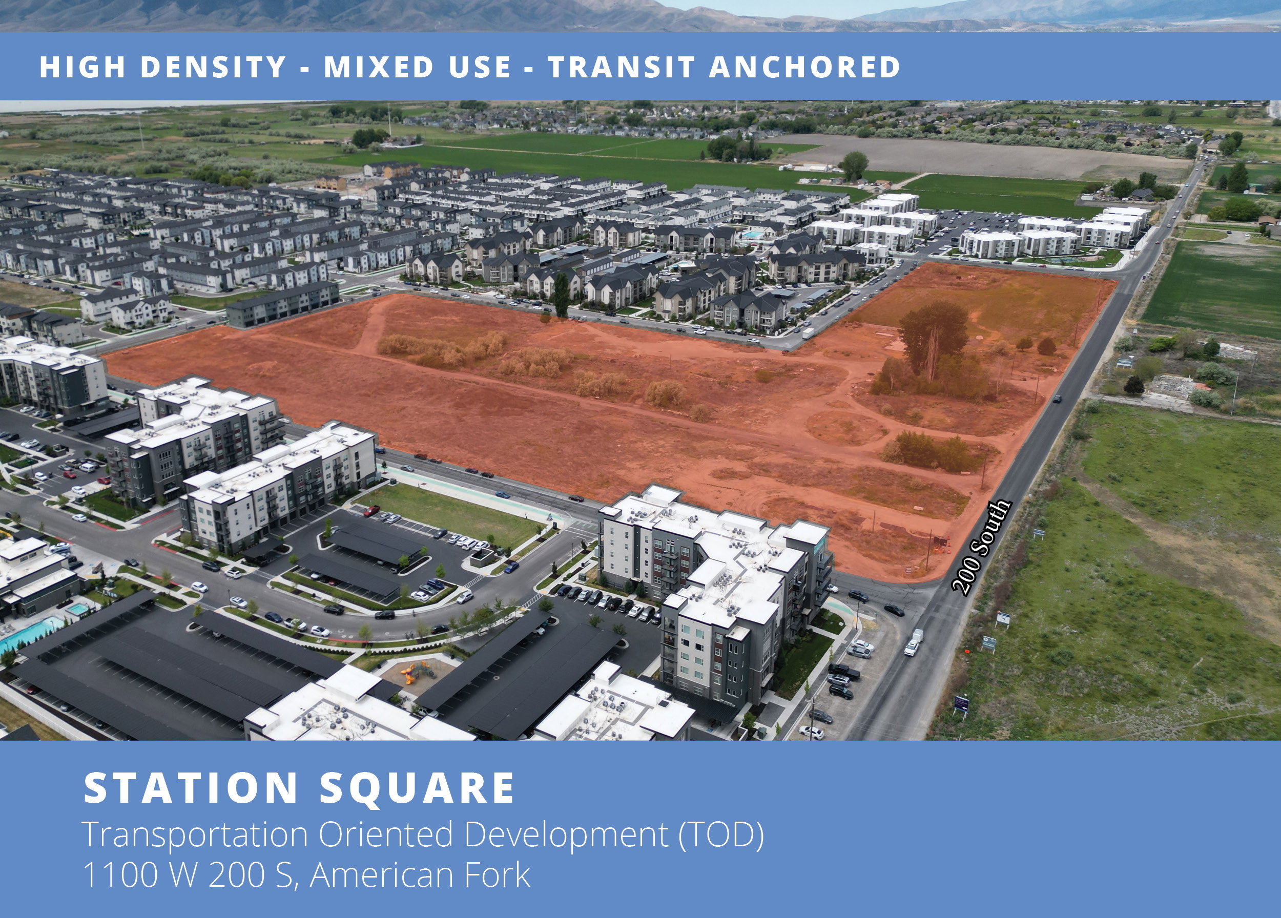 Expansive development land parcel, prominently positioned within a high-density, mixed-use area