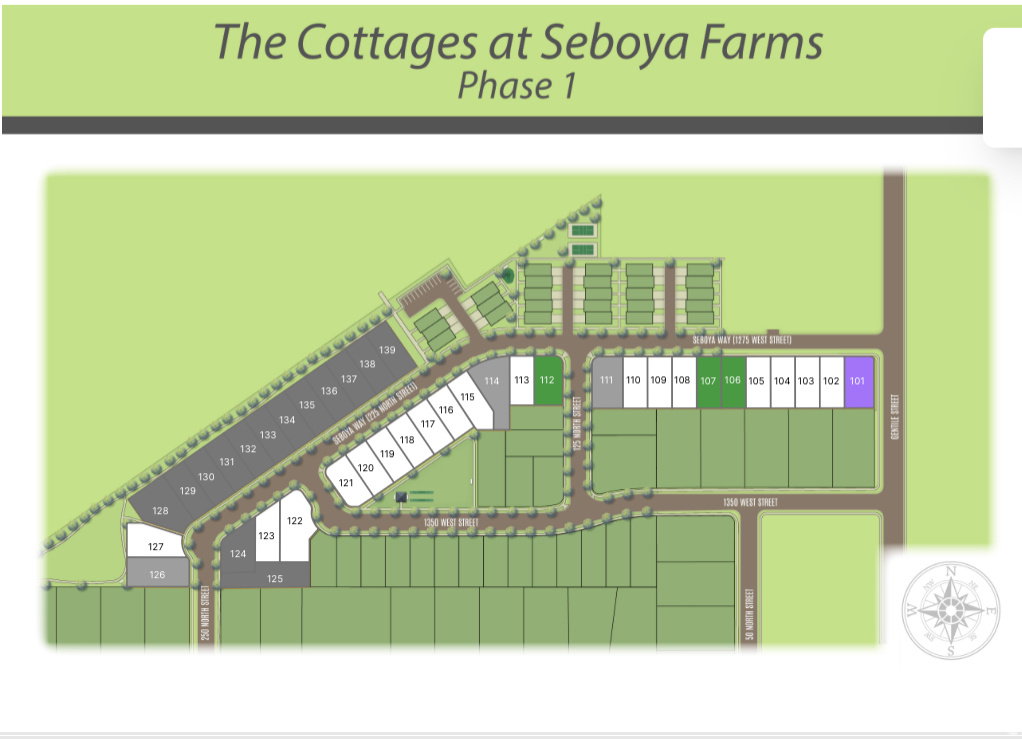 Plat Map. Illustrating the layout of lots within the development's initial phase