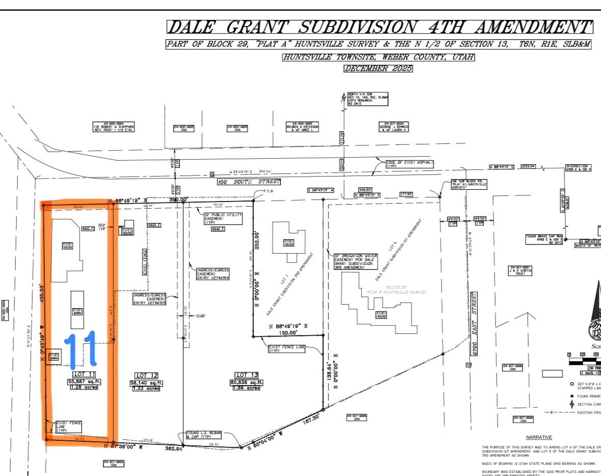 Subdivision Plat. Illustrating the boundaries, lot dimensions, and survey information for the property
