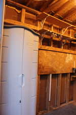 Inside storage shed at the end of the driveway.