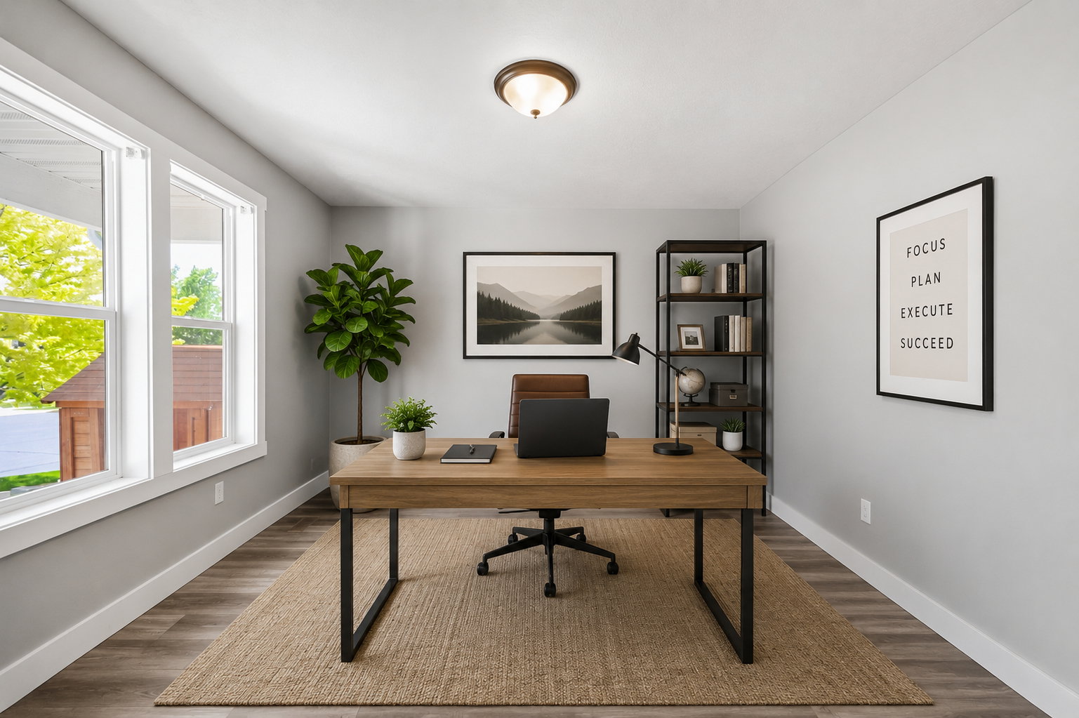 Dedicated room featuring wood-finish flooring, light gray wall paint, and white trim