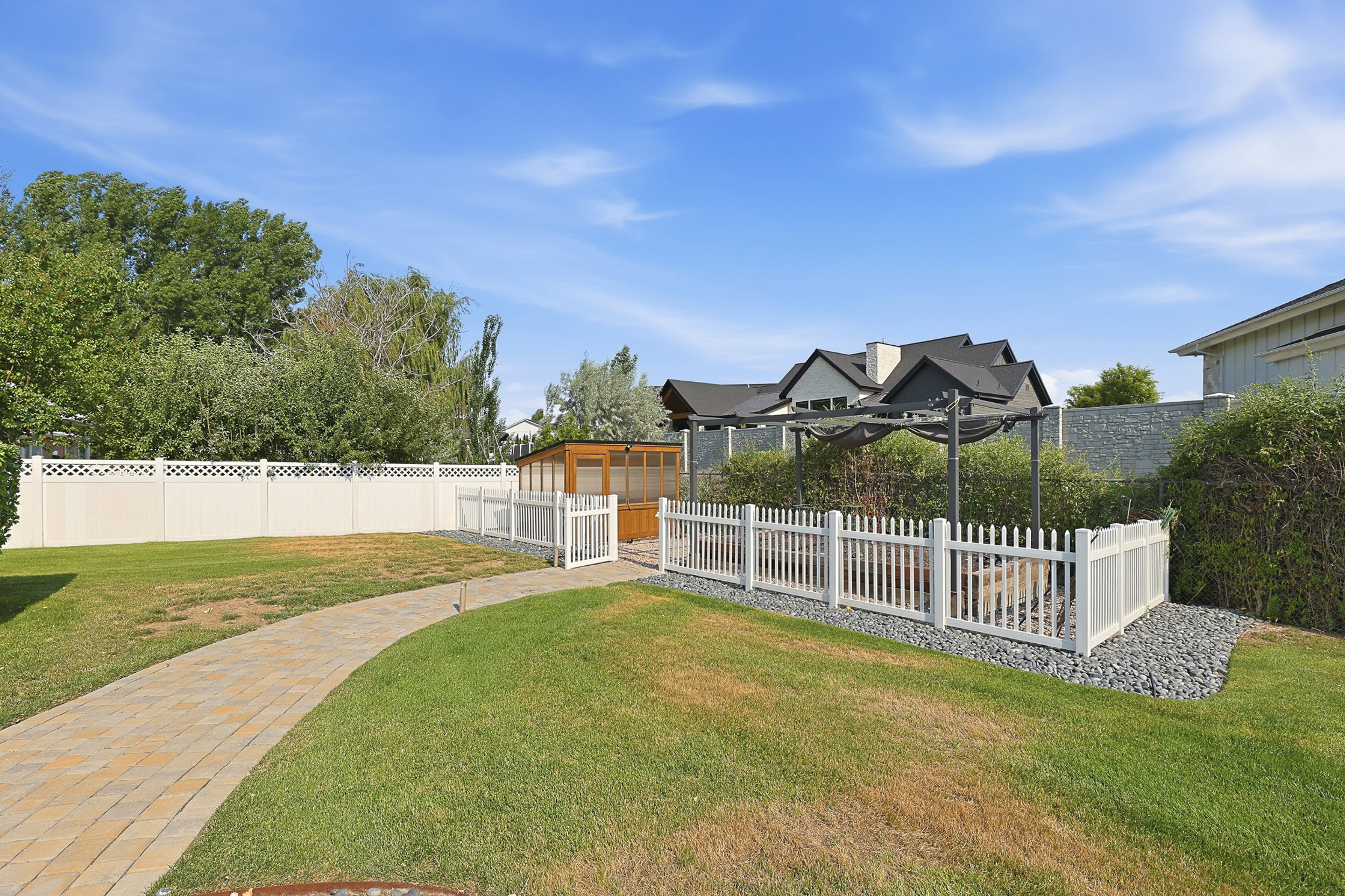Pavers to fenced garden