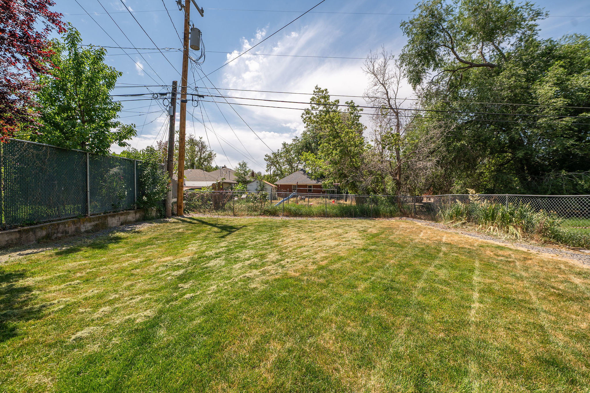 fenced large yard