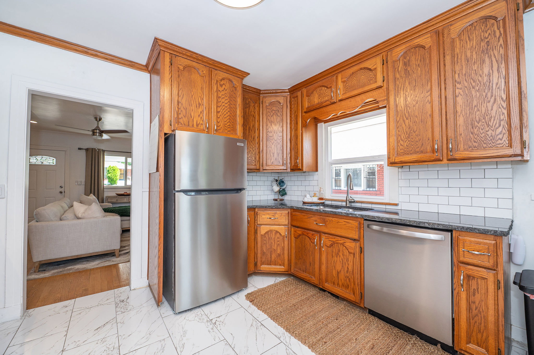 Kitchen with stainless steel appliances