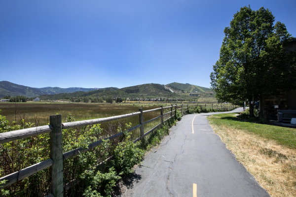 Easy access out the door to trail along Swaner Preserve with views up to ski jumps!