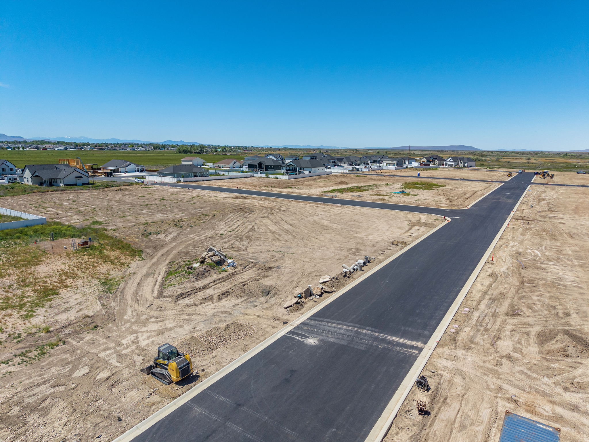 Newly paved roads within a developing community