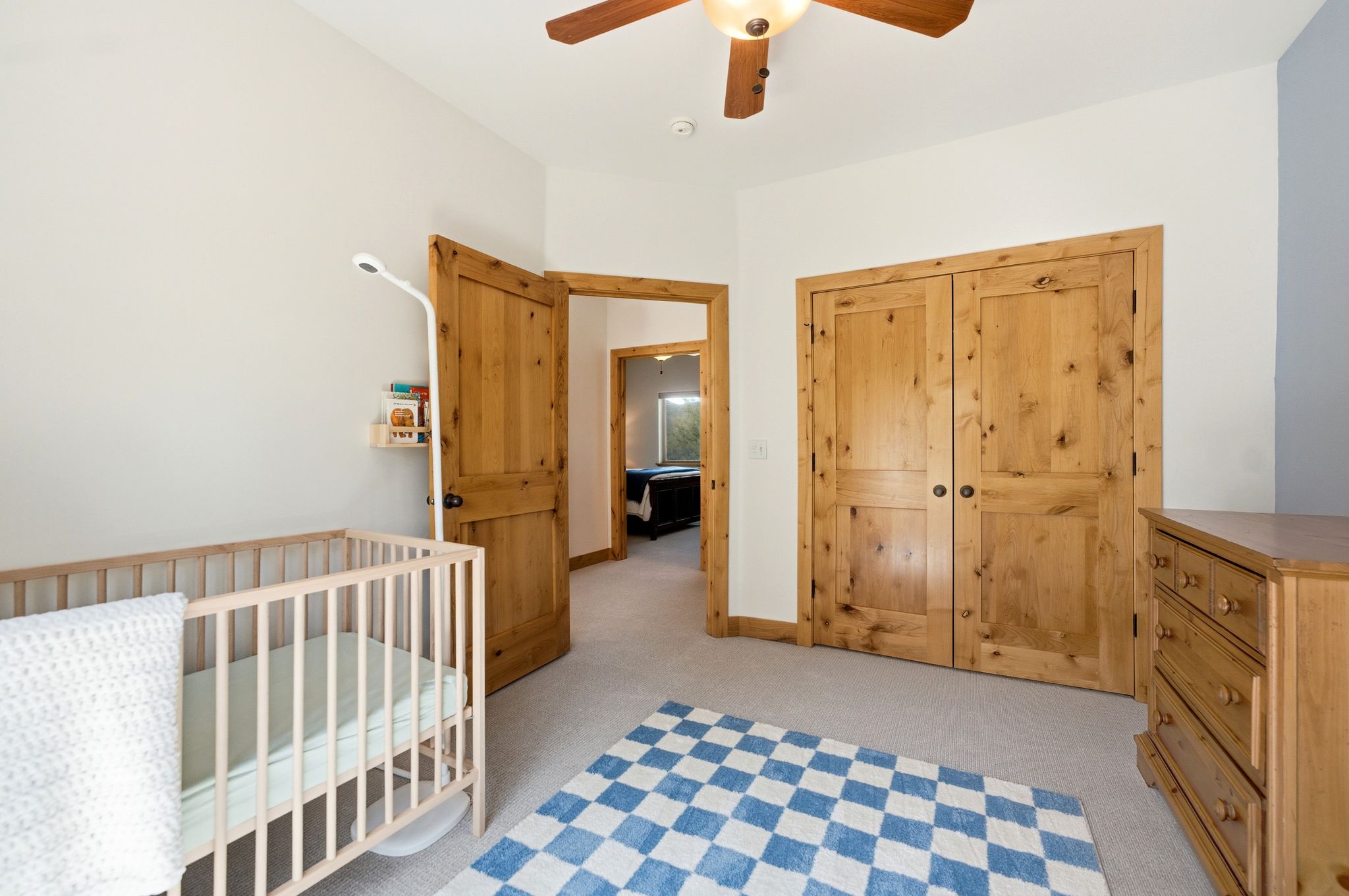 Warm wood-finish doors and trim