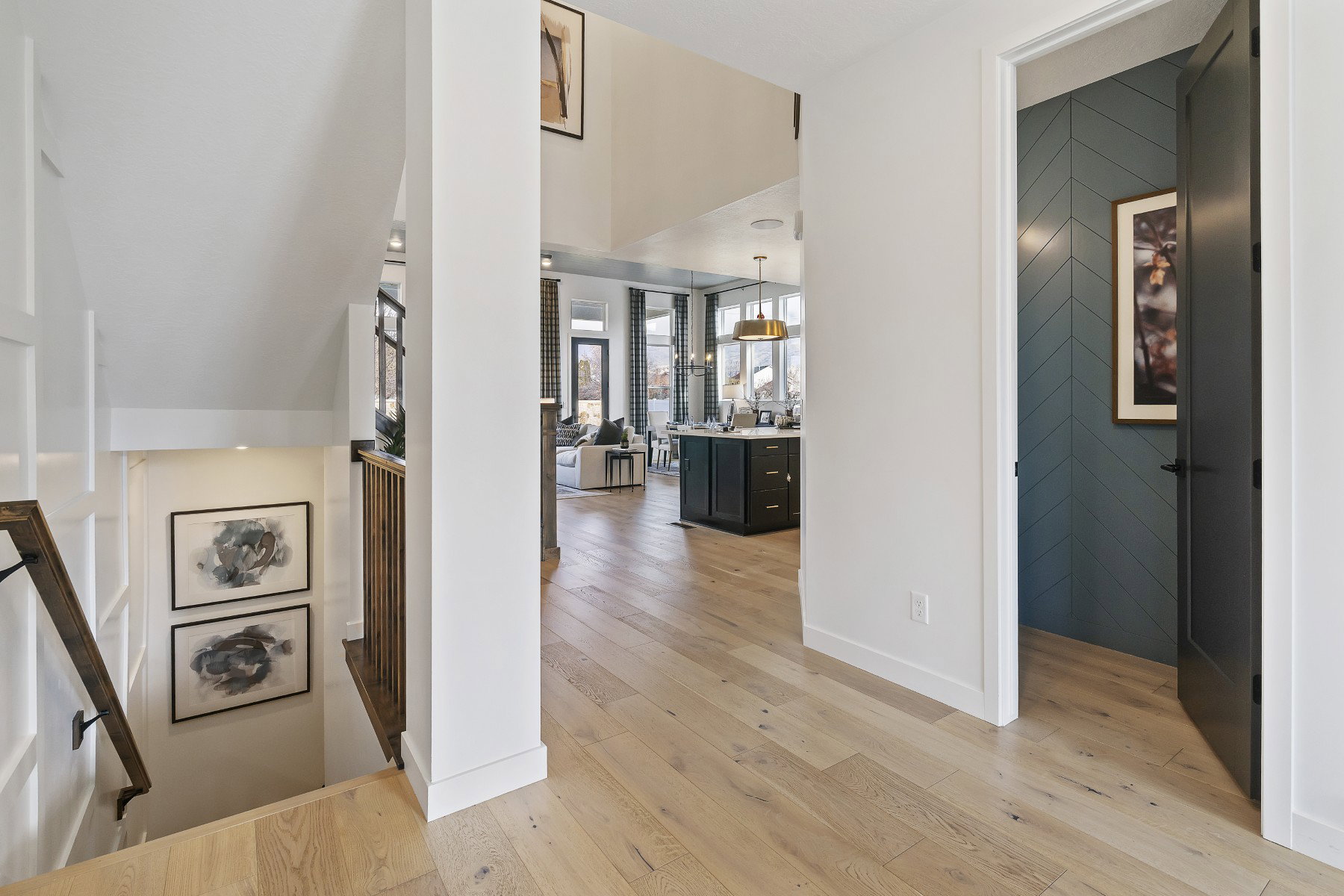 Light wood-finish flooring throughout
