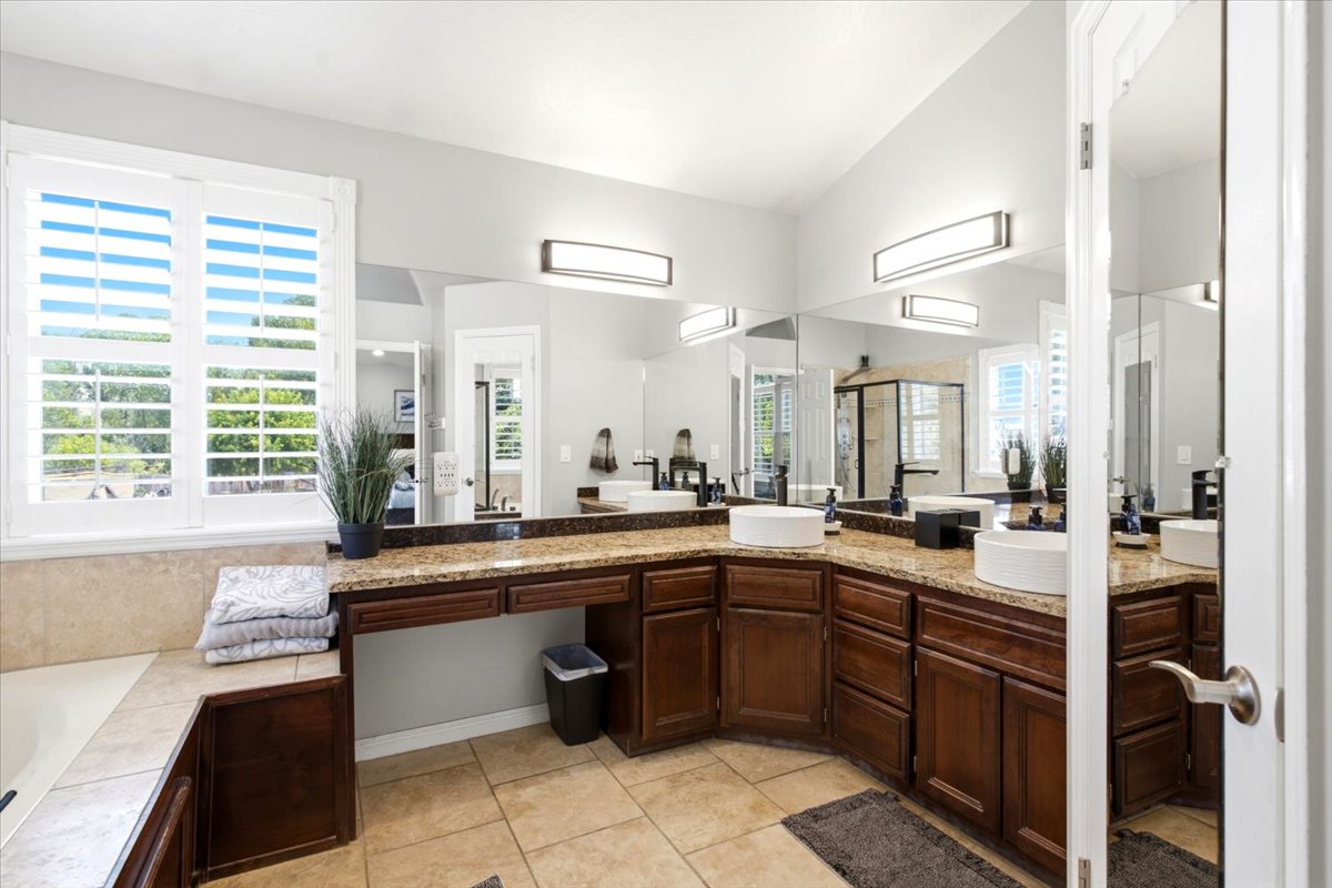 Deep jetted tub, separate shower & updated vanity and countertops