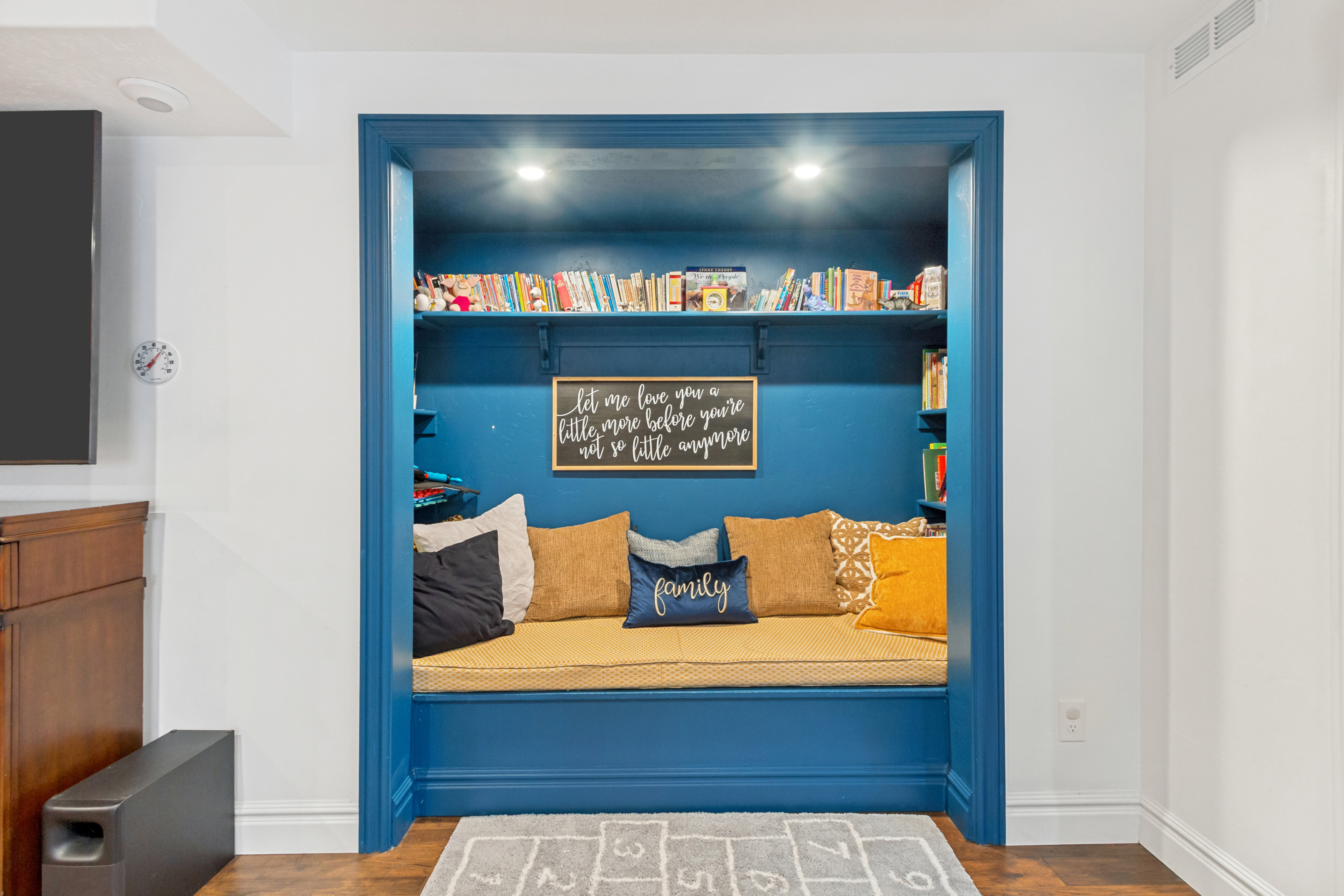 Reading nook in basement family room