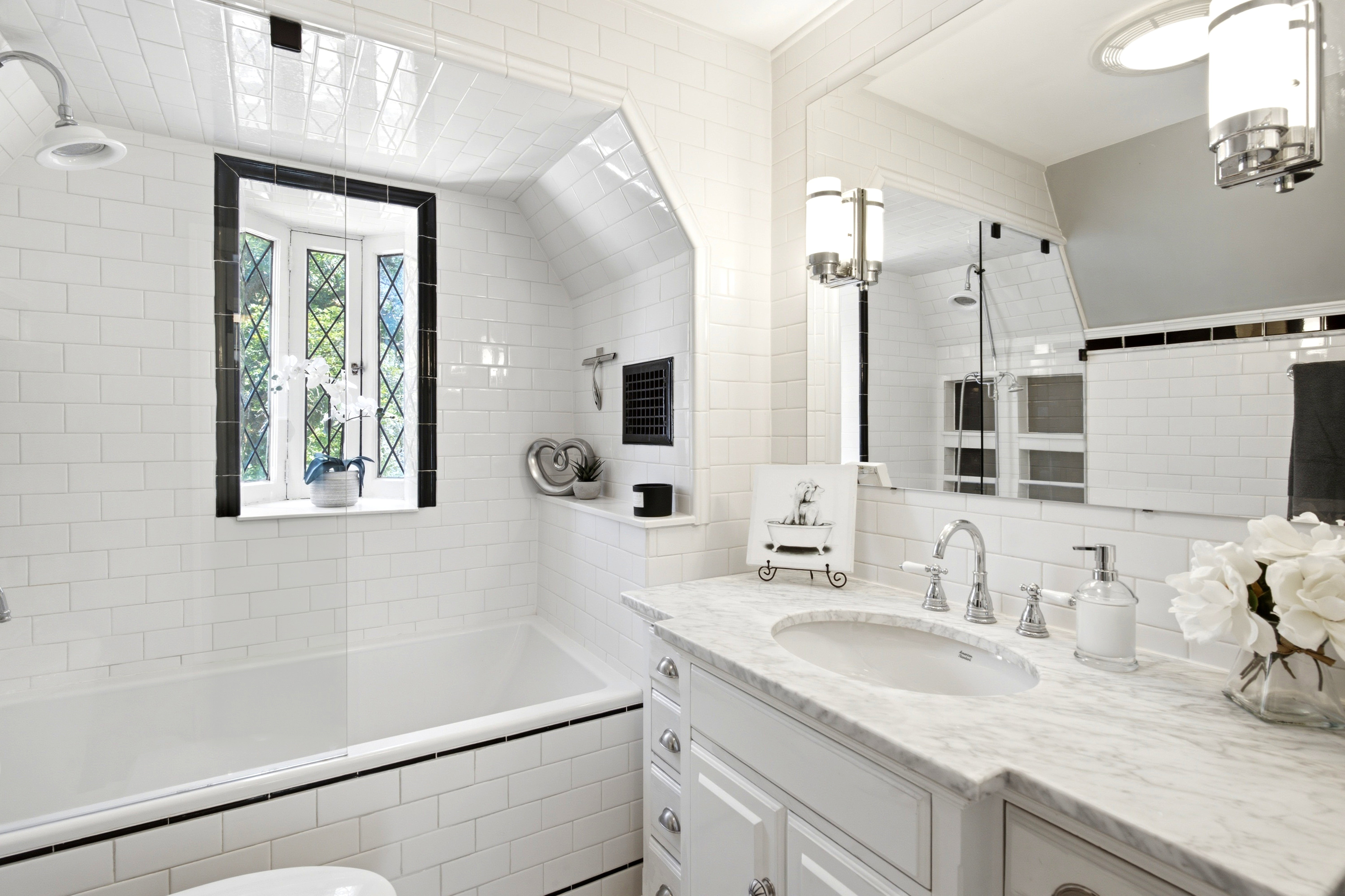 Updated with subway tile and granite countertop vanity