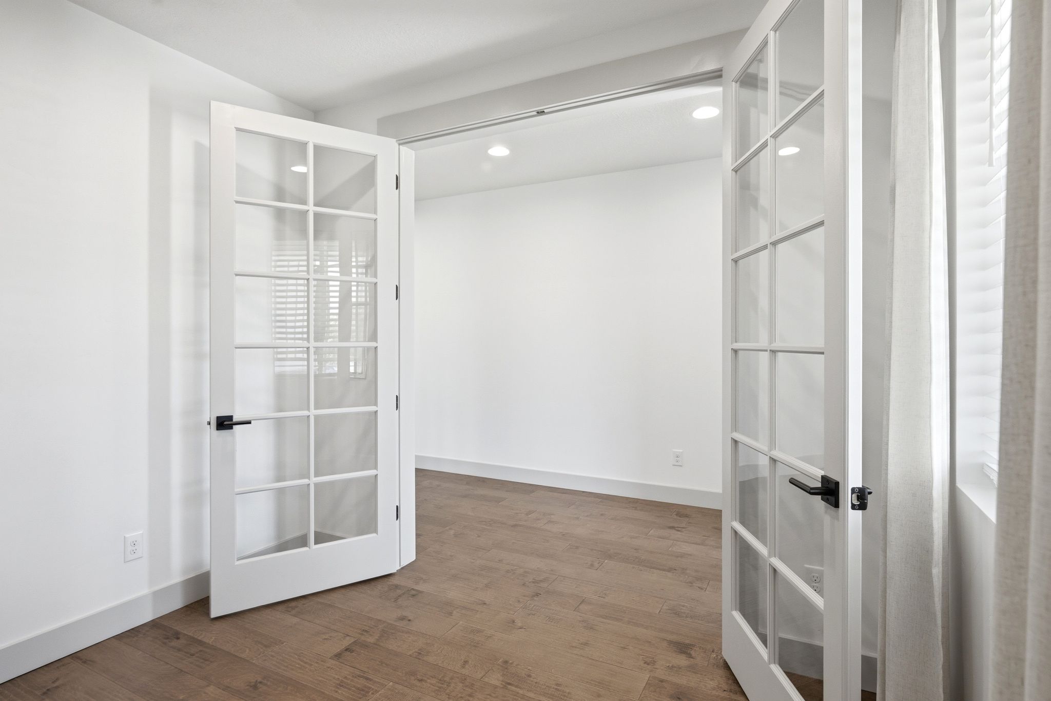 French doors with matte black hardware