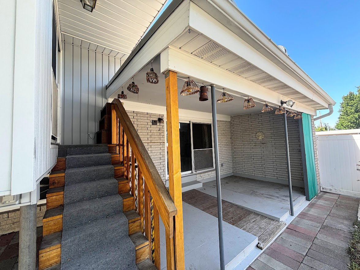Covered patio from the sliding doors in the living room