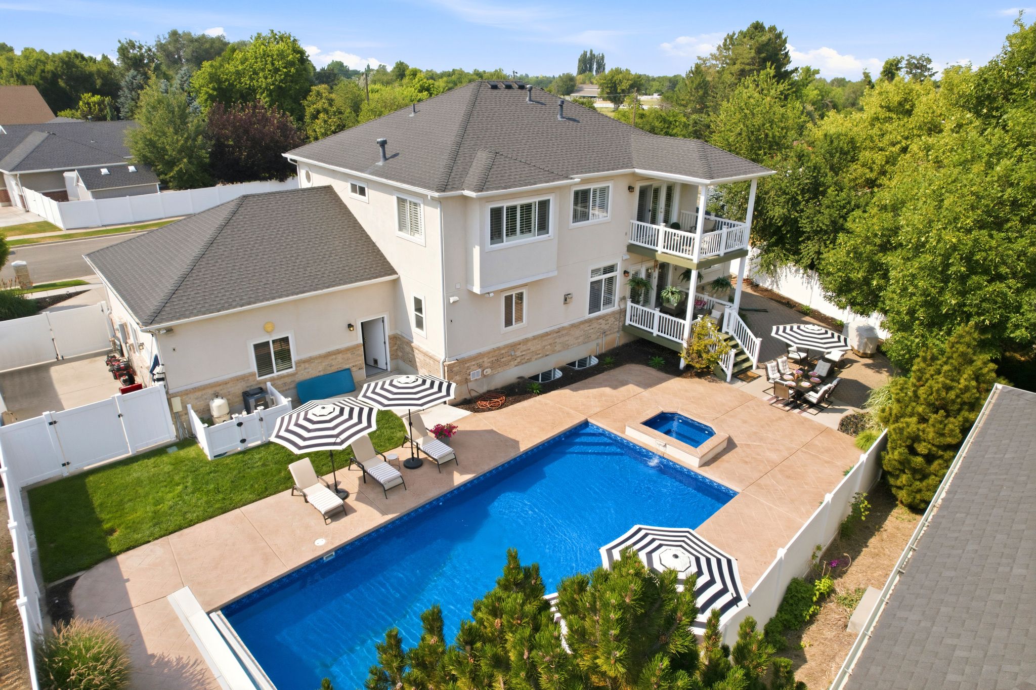 Rear exterior showcasing a multi-level structure with multiple balconies