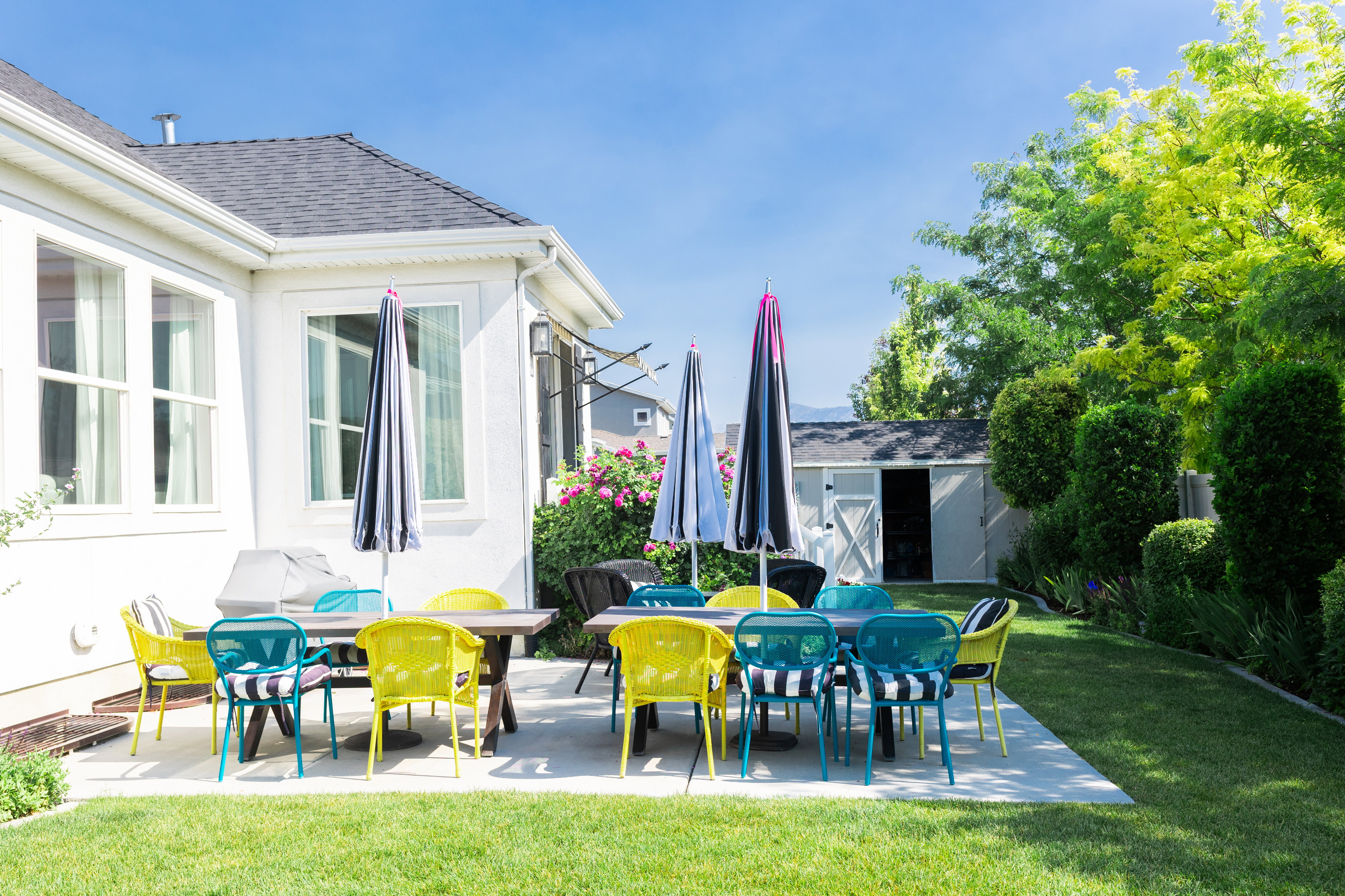 View from south side of yard. Patio space.
