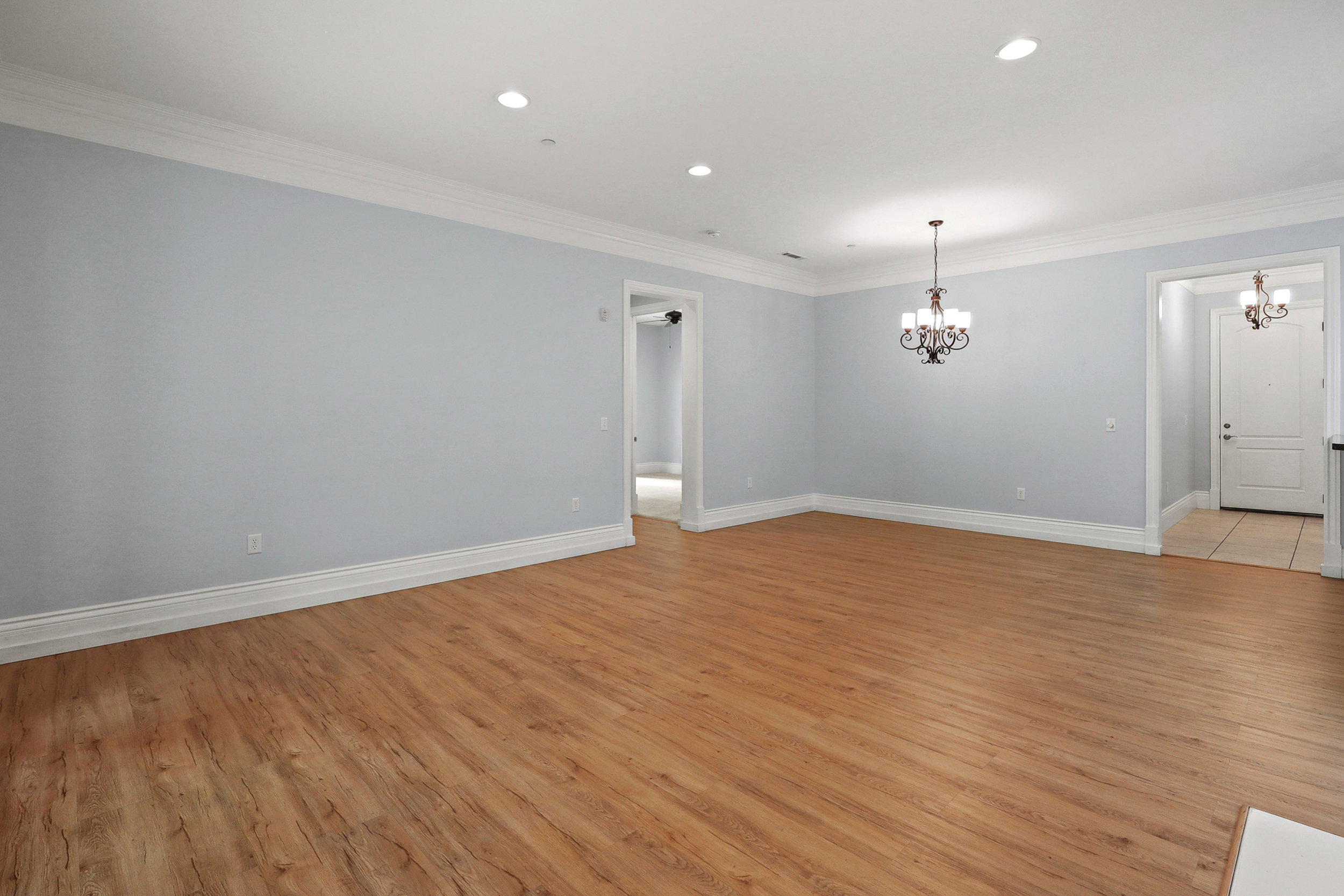 Open concept living room and dining room.