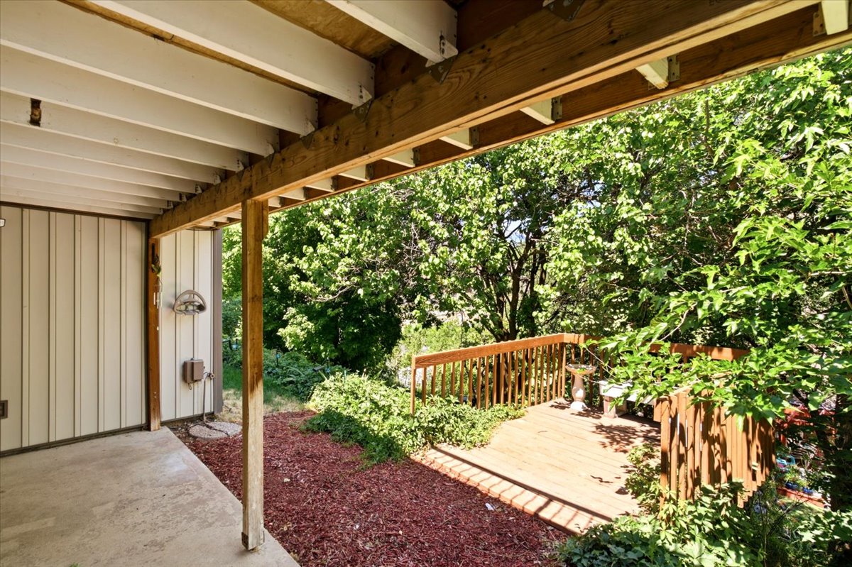 Covered patio area with concrete surfacing