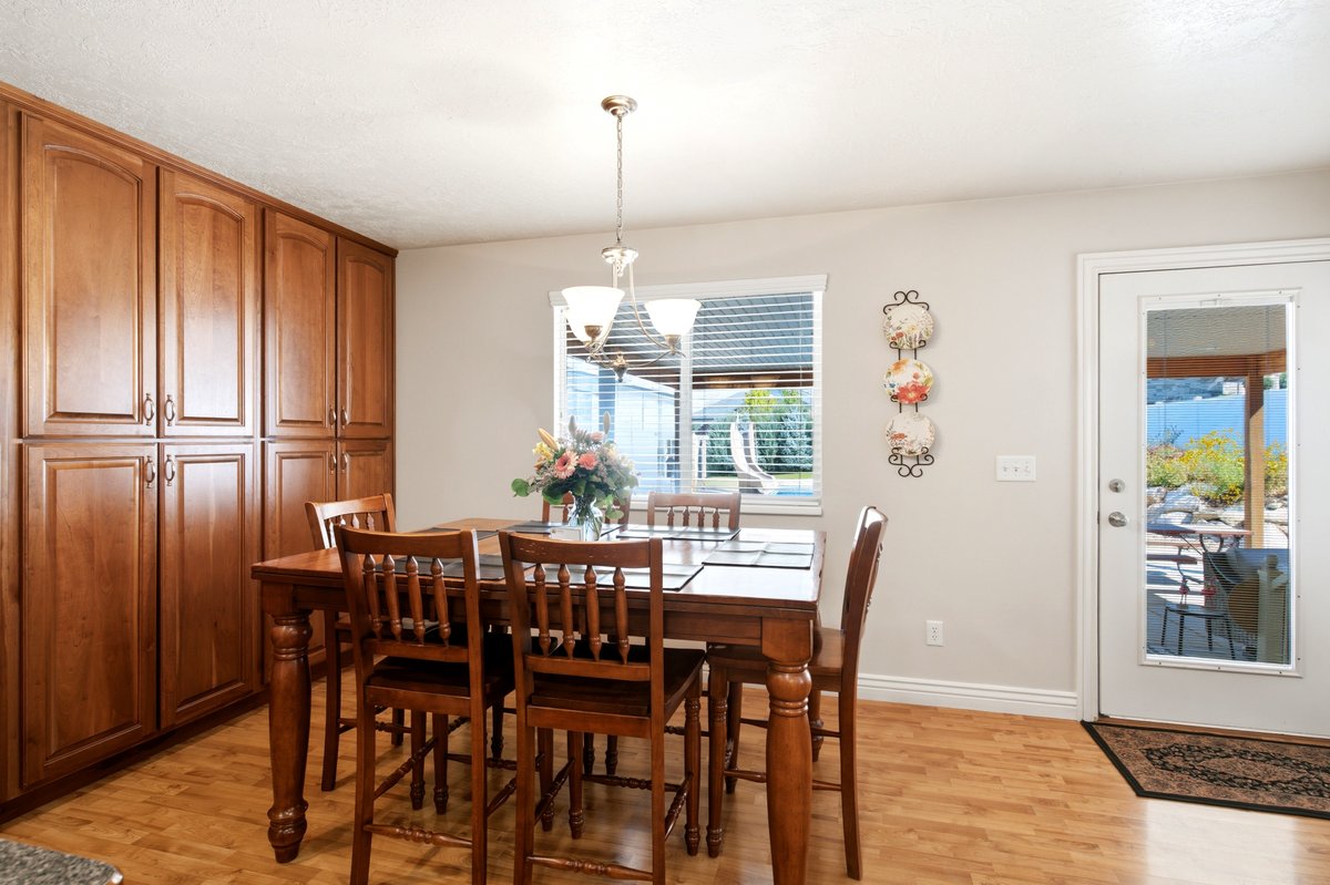 Extensive built-in wood cabinetry providing ample storage