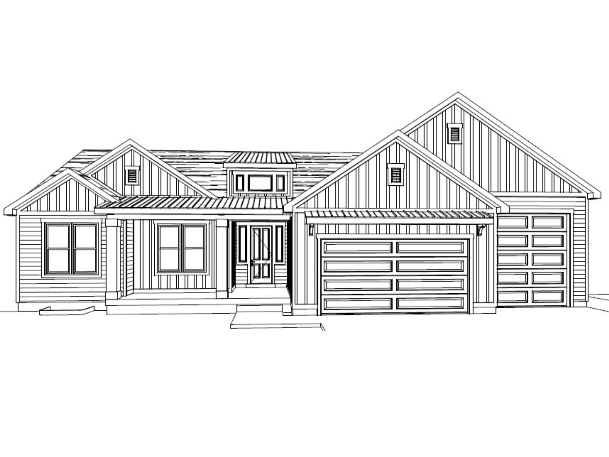 Architectural Drawing. Illustrating the exterior facade of the property