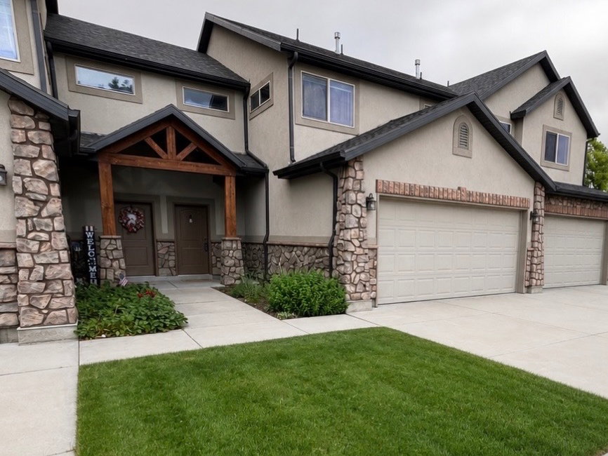 Exterior of home with AI enhanced landscaping.