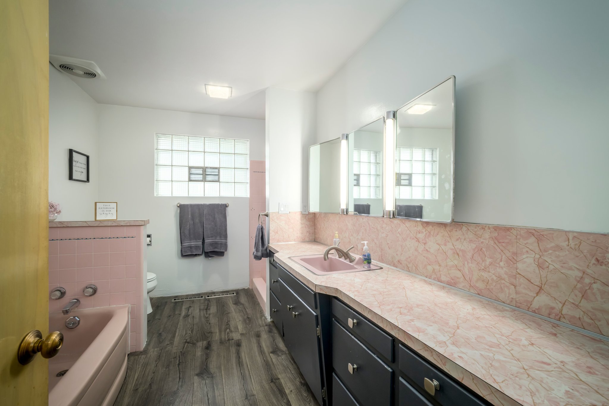 Separate shower and tub
