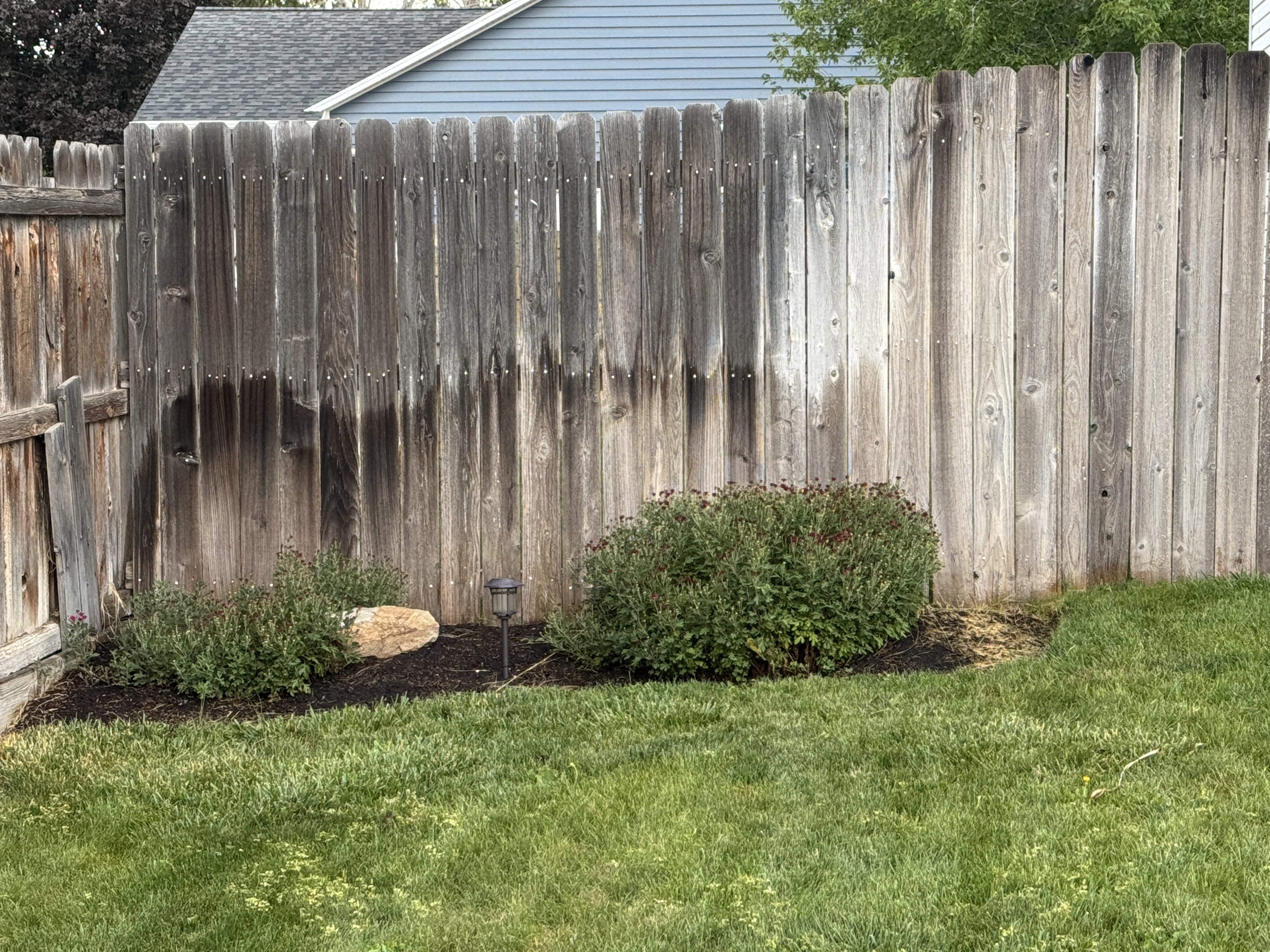 Wood privacy fence defining the property perimeter