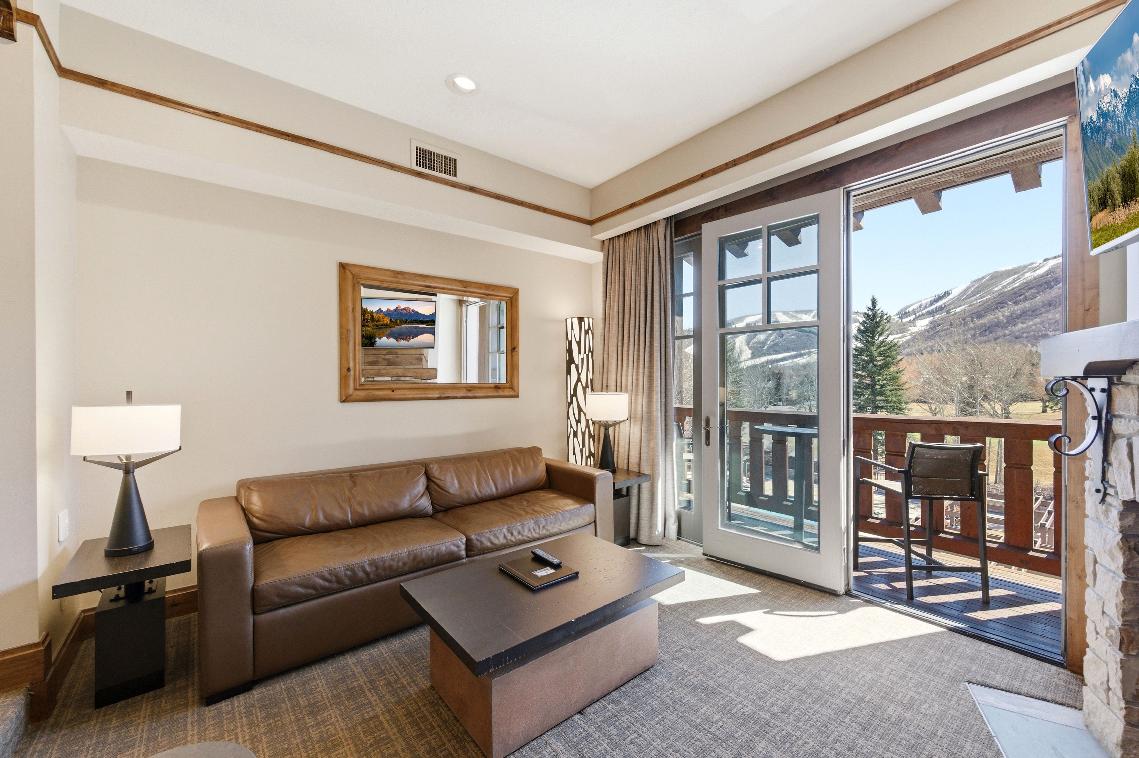 Living area with direct balcony access