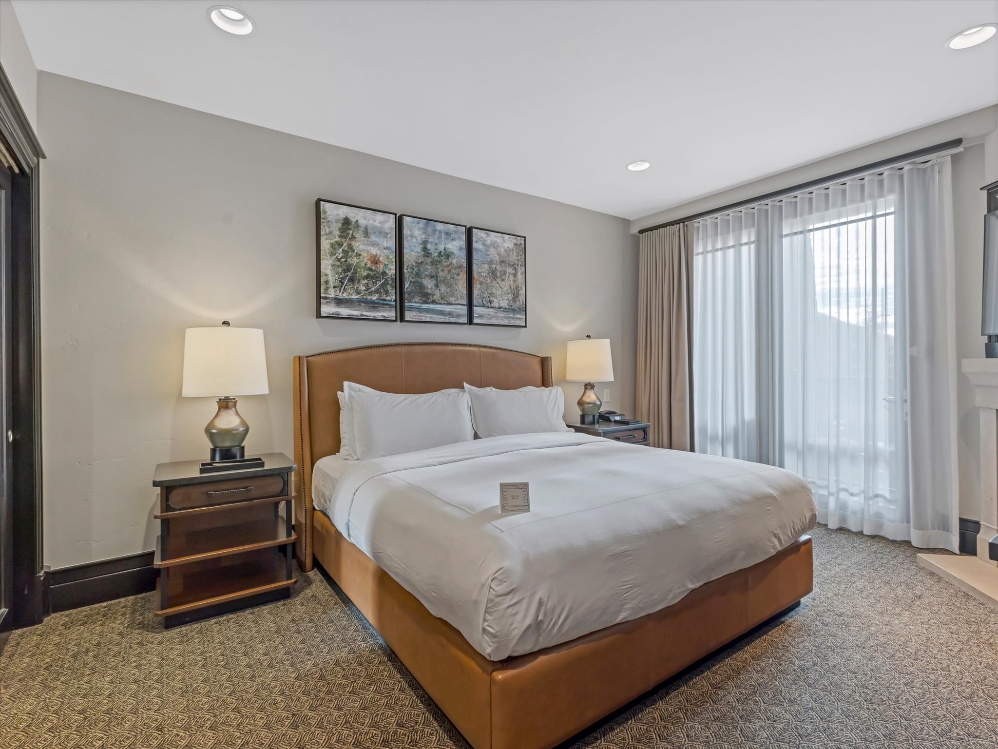 Bedroom featuring wall-to-wall carpeting and recessed lighting