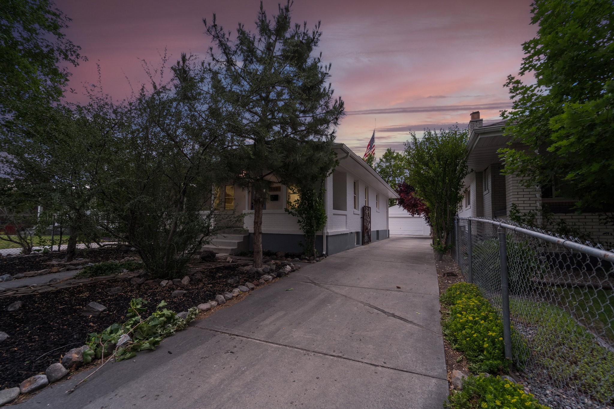 Concrete driveway providing direct access