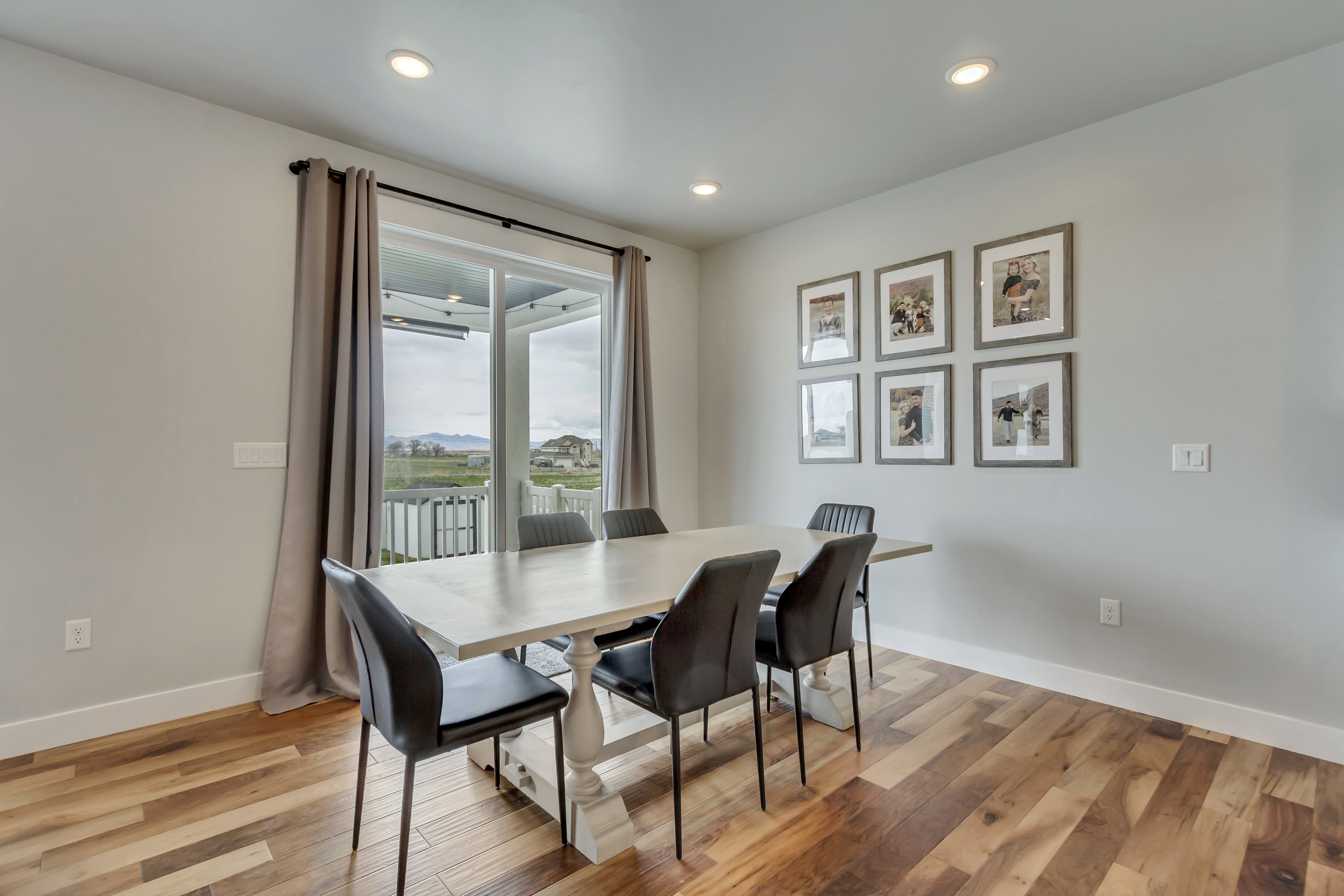 Sliding glass door opening to an outdoor patio