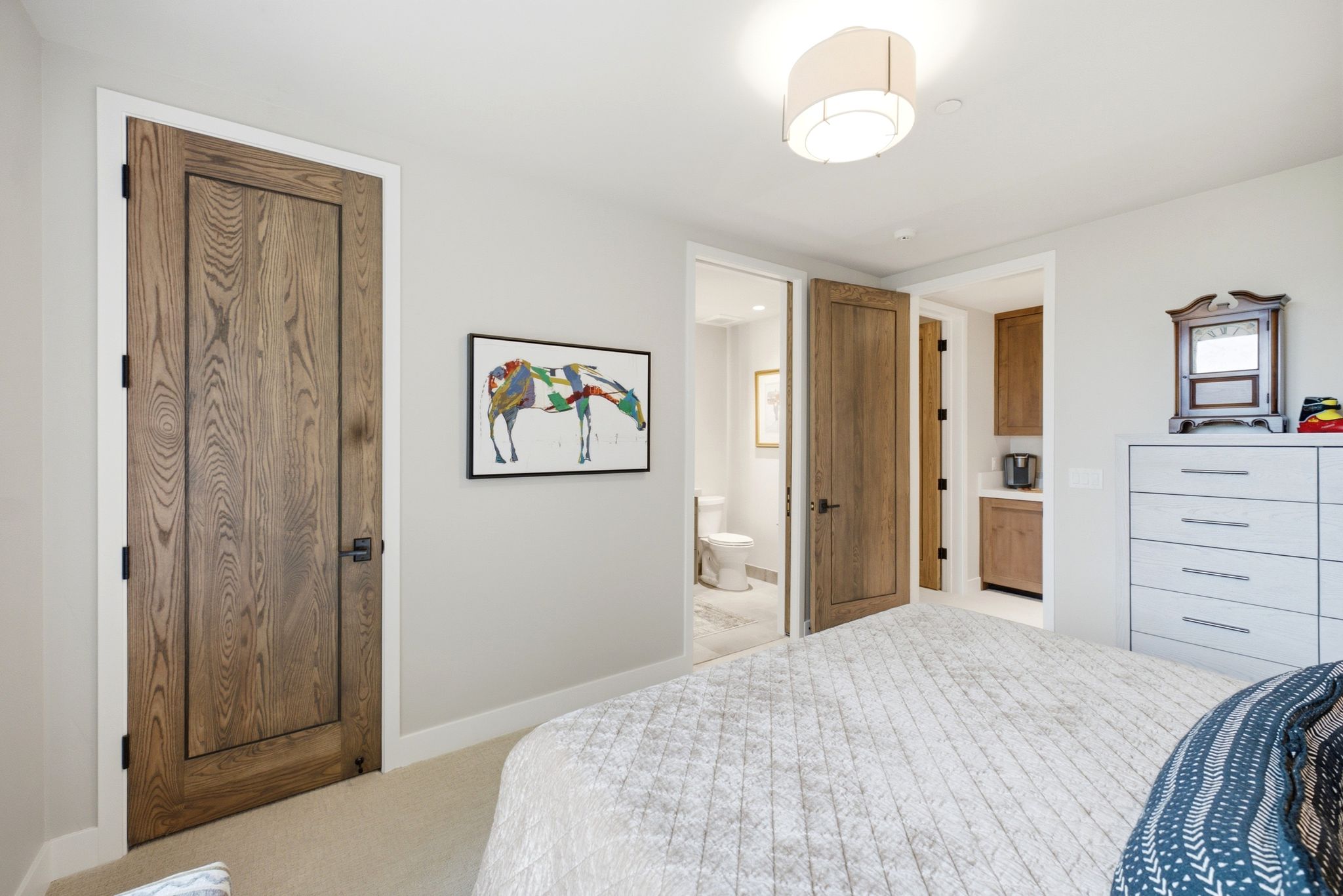 Carpeted room featuring a ceiling-mounted light fixture and light gray walls