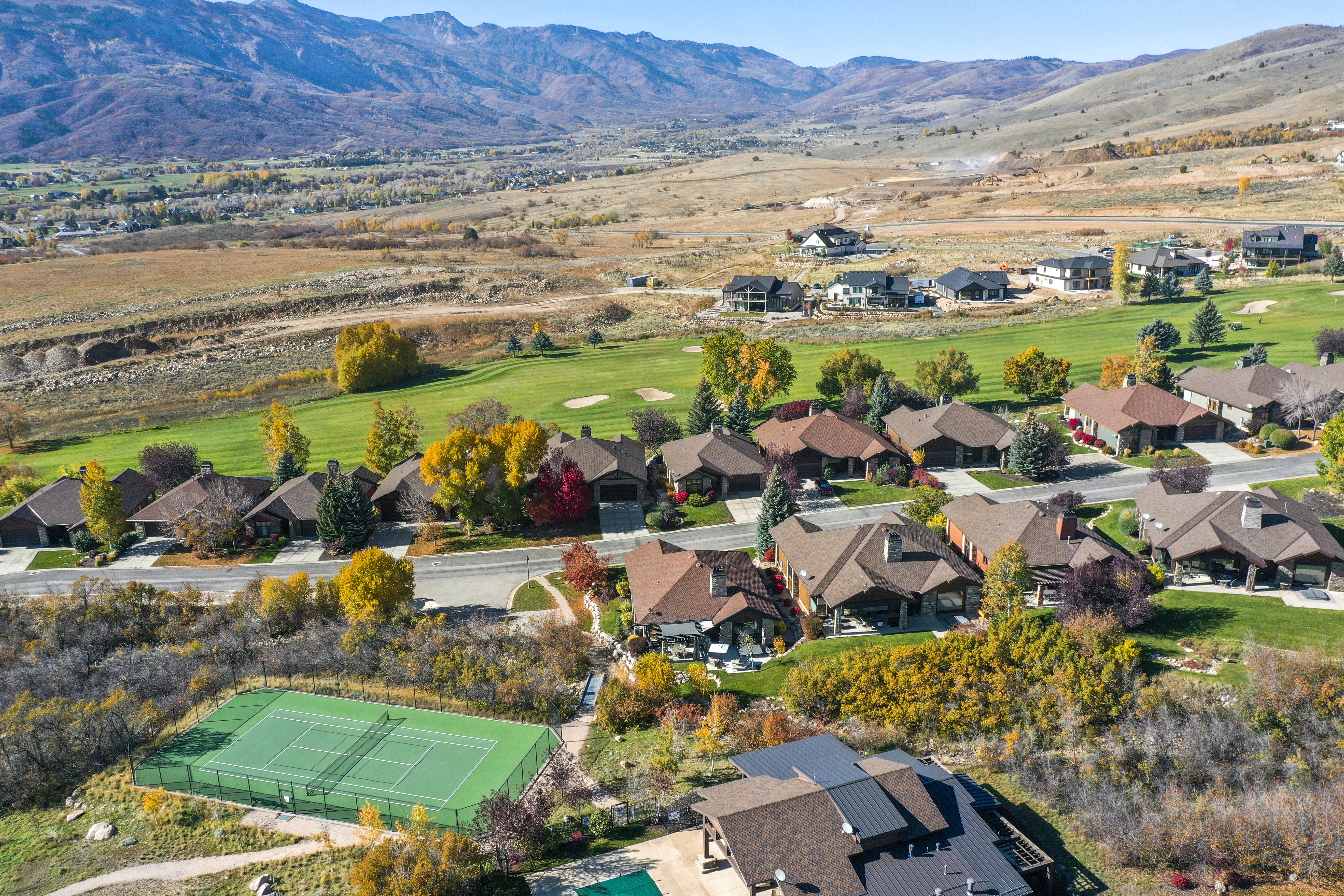 Aerial view of tennis courts