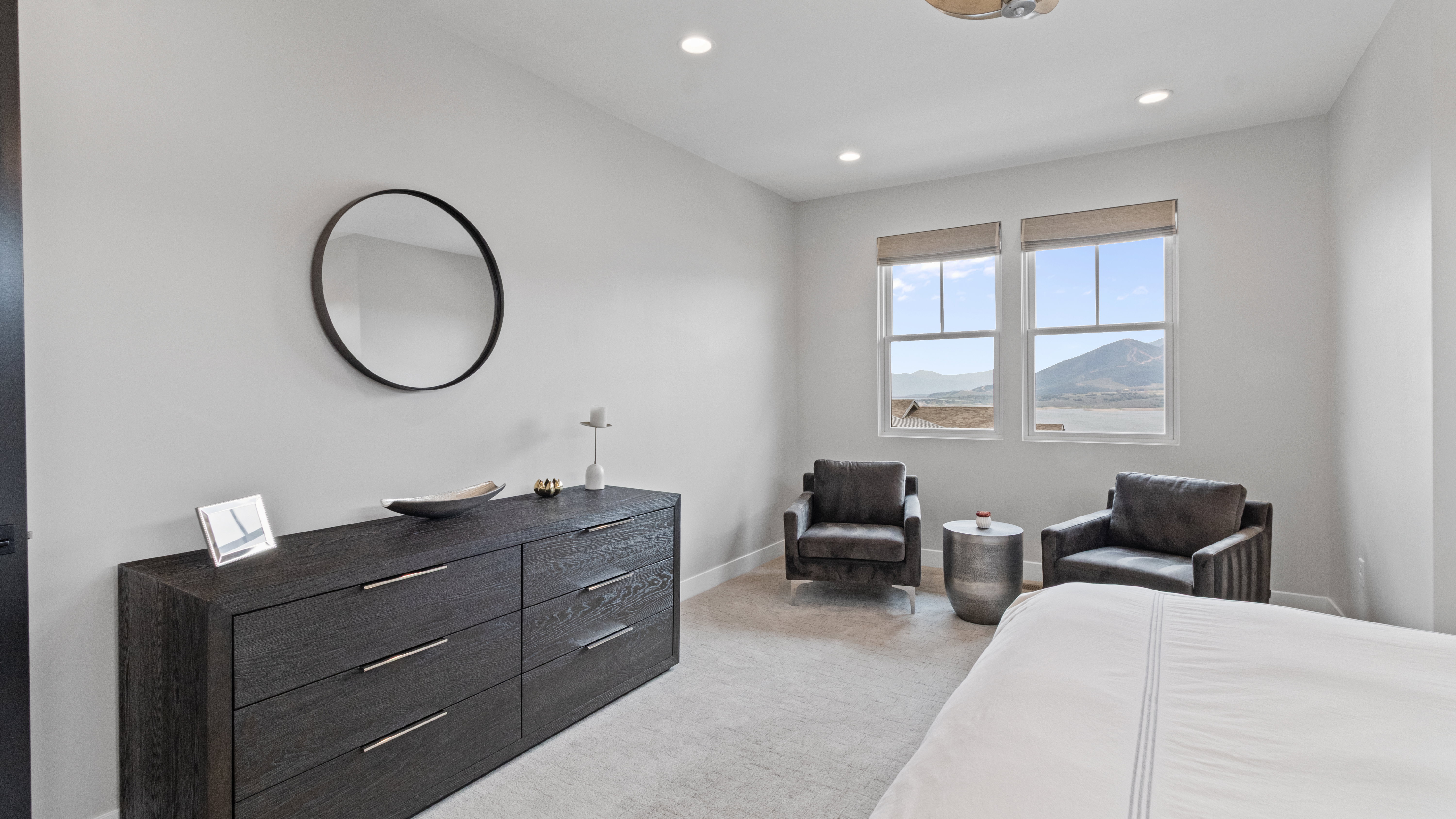 Bright Primary Suite featuring two large windows with with Deer Valley, Park City, and Jordanelle views