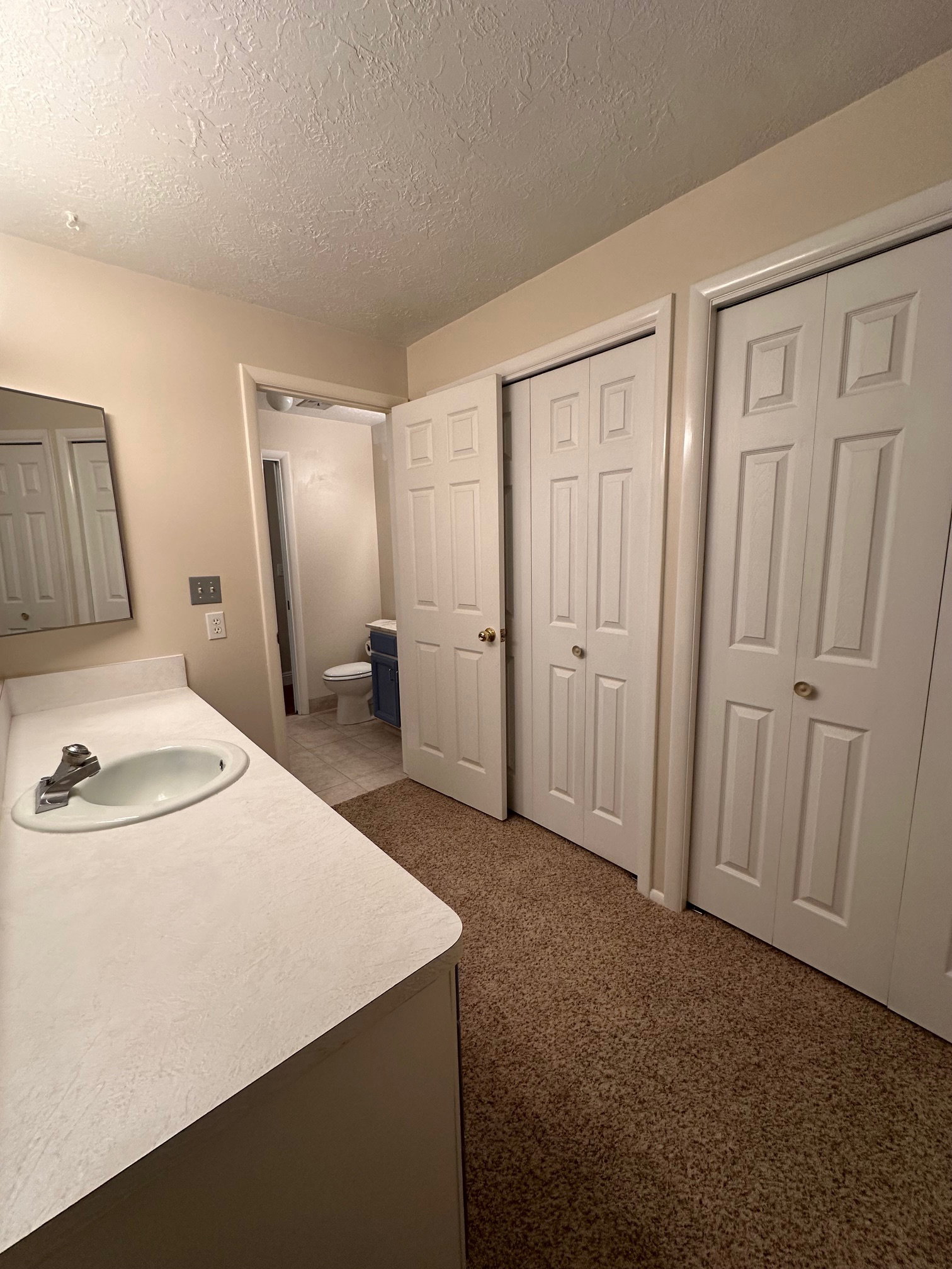 Double closets in Primary bathroom area