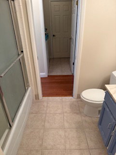 Bathroom portion that is accessible by the hallway as well as the bedroom.