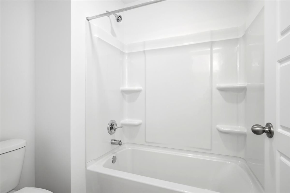 Enclosed shower/toilet area in main bath